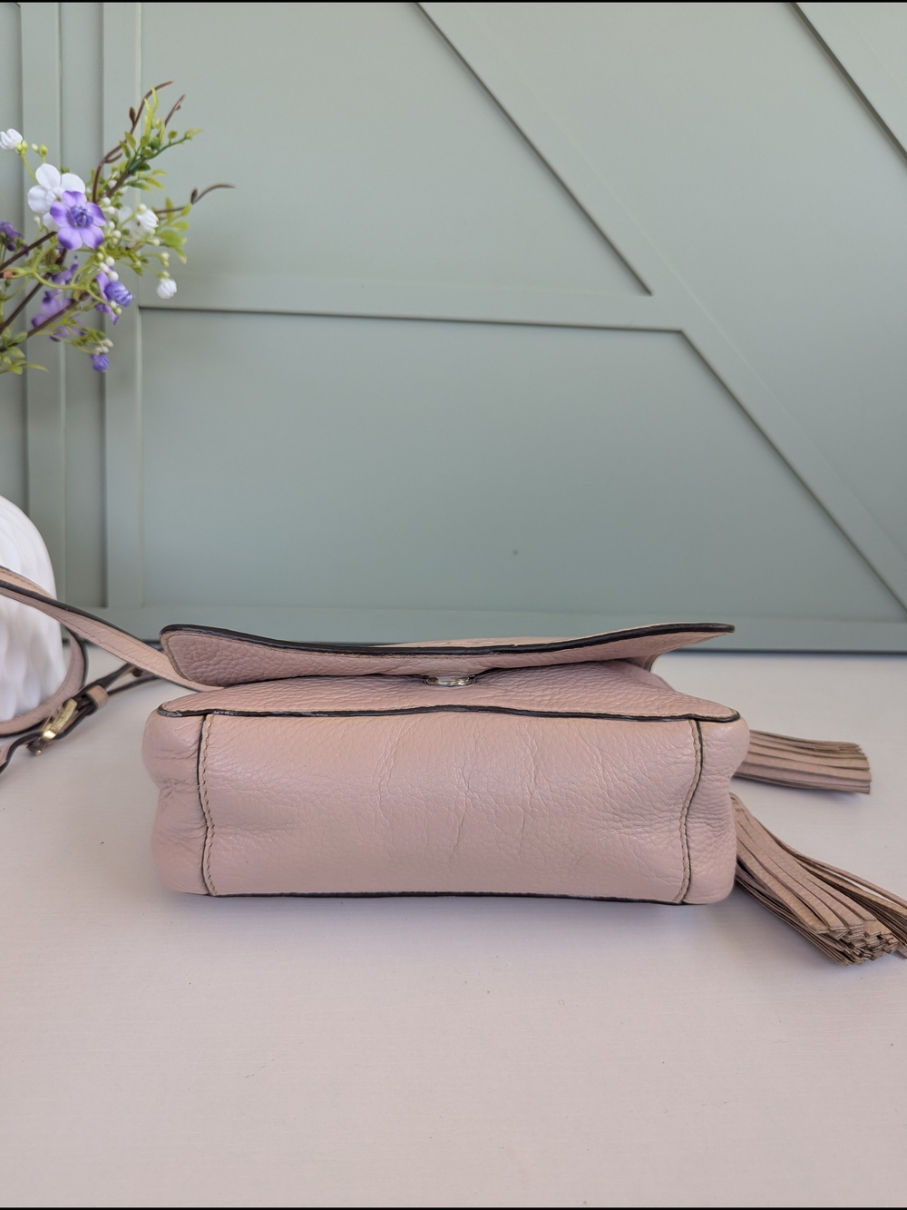 Tory Burch Pink Leather Crossbody Bag with Tassel - Picture 6 of 9